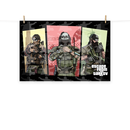 Escape From Tarkov KNIGHT BRIDEYE AND BIGPIPE GTA ART STYLE POSTER